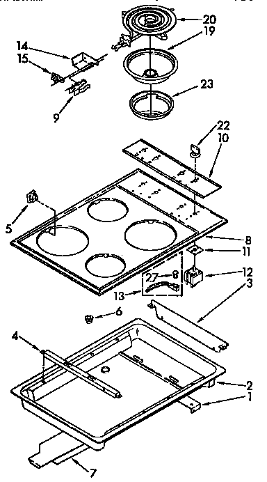 KitchenAid KEDS200YBL2 cooktop diagram