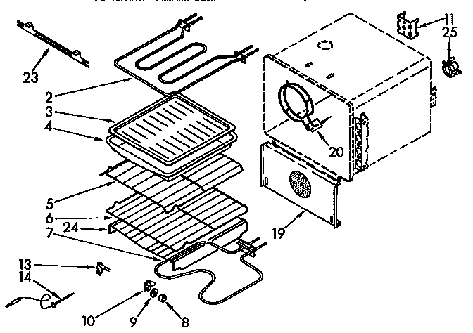 KitchenAid KEDS207YAL2 oven interior diagram