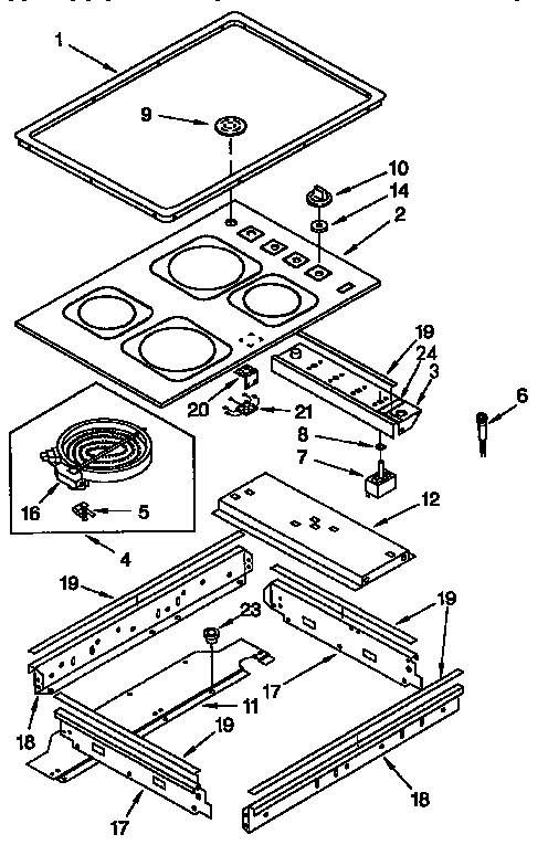 KitchenAid KEDC205YBL2 cooktop diagram