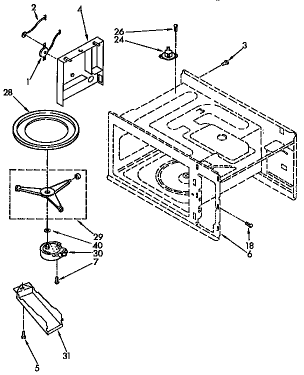 KitchenAid KCMS125YSB0 cavity and turntable diagram
