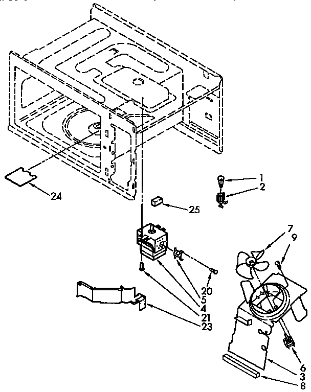 KitchenAid KCMS125YSB0 magnetron and air flow diagram