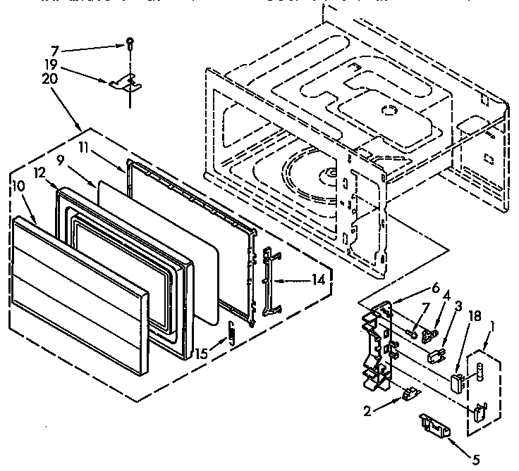 KitchenAid KCMS125YSB0 door and latch diagram