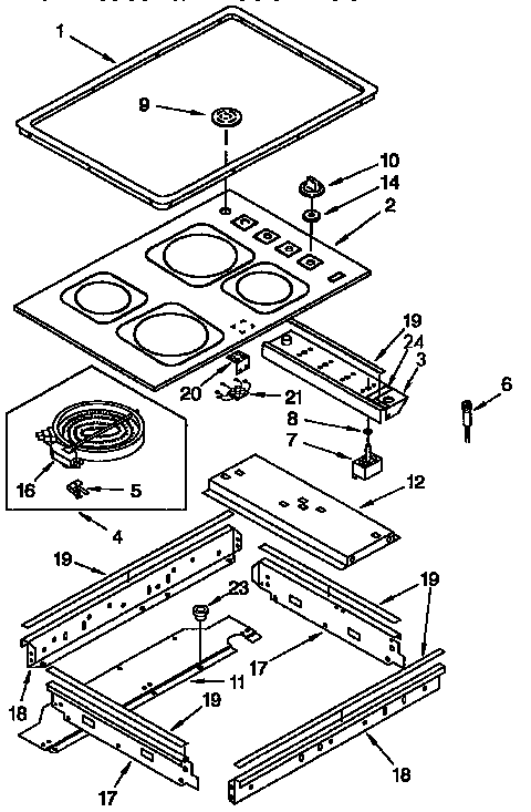 KitchenAid KEDC205YBL1 cooktop diagram