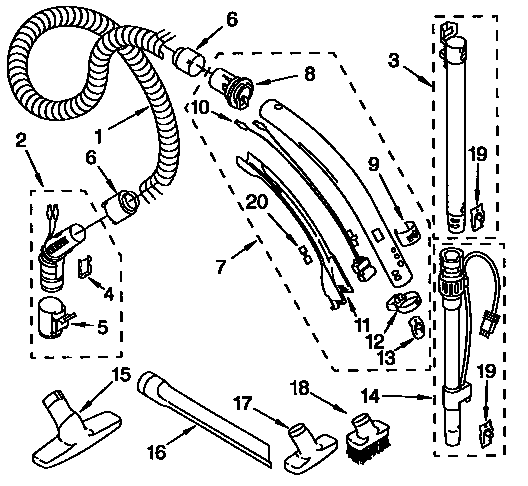 Kenmore 1162421590 hose and attachments diagram