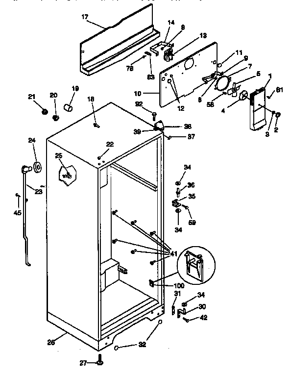 Kenmore 2539631081 cabinet parts diagram