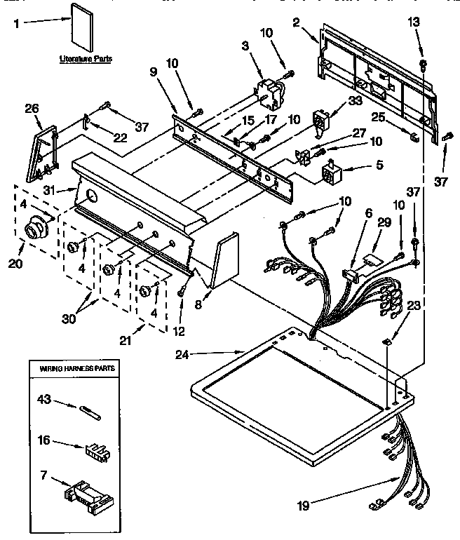 Kenmore 11096583110 top and console diagram