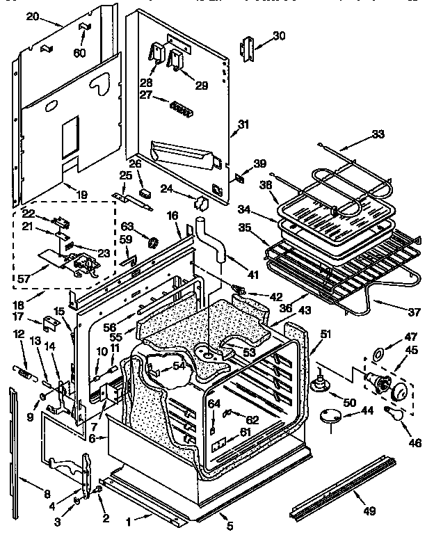 Kenmore 6654428451 upper oven diagram