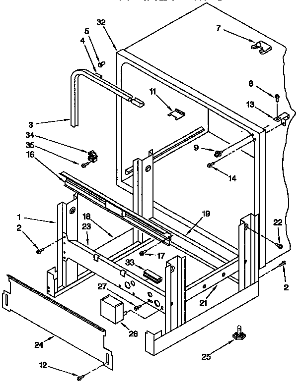 KitchenAid KUDB23HB0 frame and tank diagram