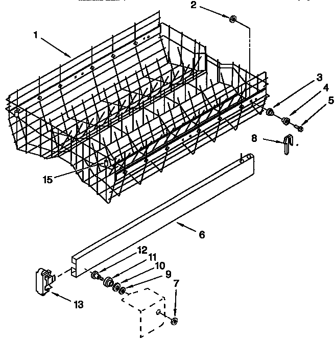KitchenAid KUDB23HB0 upper rack and track diagram