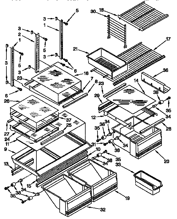 KitchenAid KTRS20MAWH01 shelf diagram