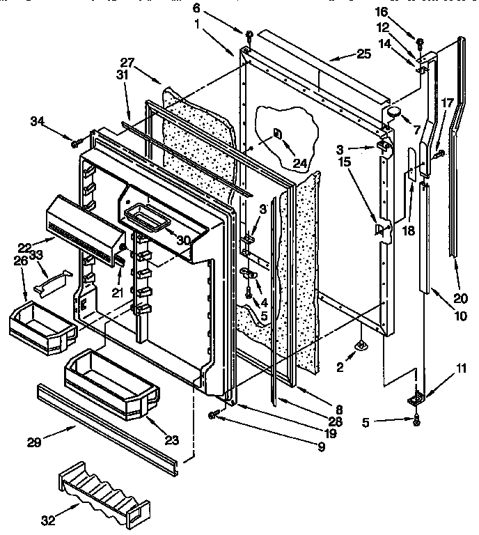 KitchenAid KTRS20MAWH01 refrigerator door diagram