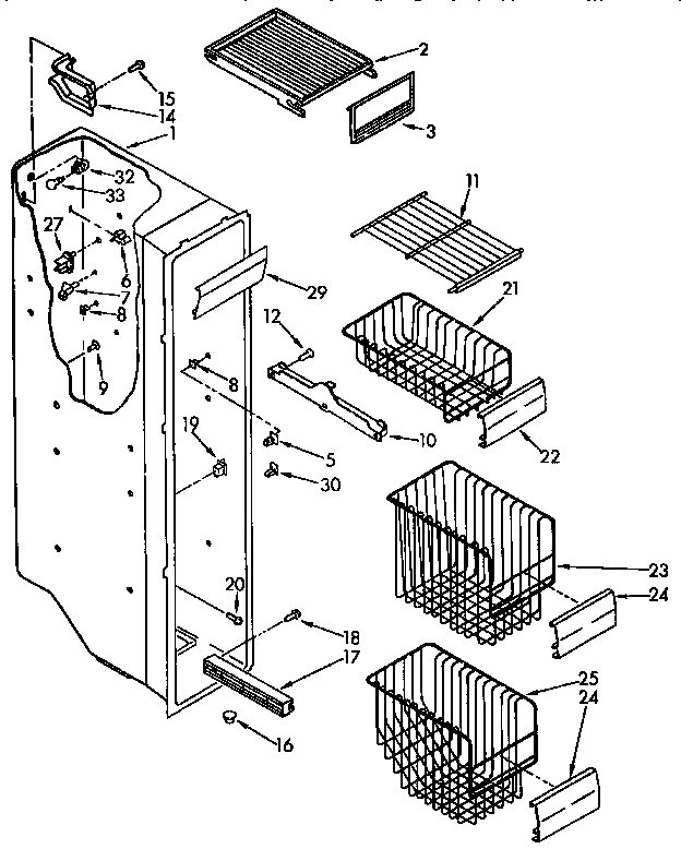 KitchenAid KSRS27QAAL00 freezer liner diagram