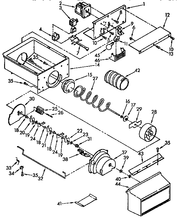 KitchenAid KSRS27QAAL00 motor and ice container diagram