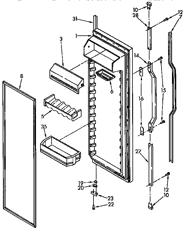 KitchenAid KSRS27QAAL00 refrigerator door diagram