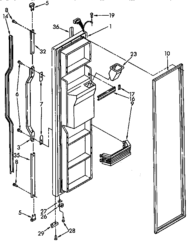 KitchenAid KSRS27QAAL00 freezer door diagram