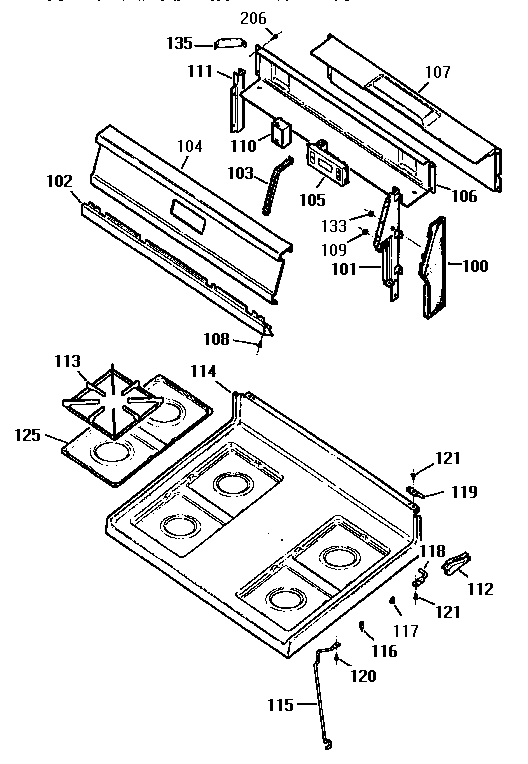 Kenmore 3627271894 main top section diagram