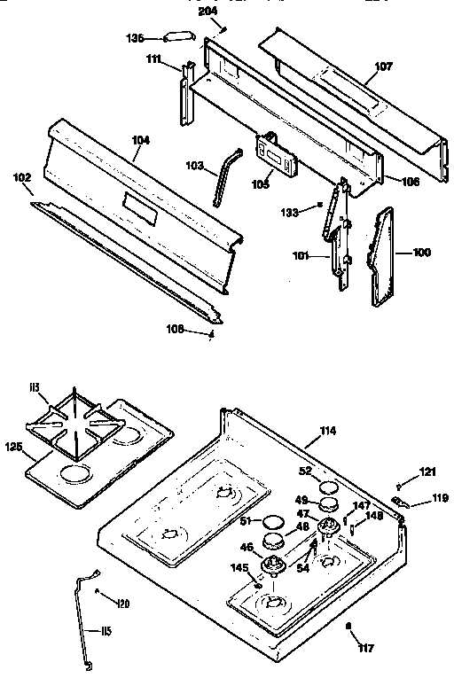 Kenmore 3627182193 main top section diagram