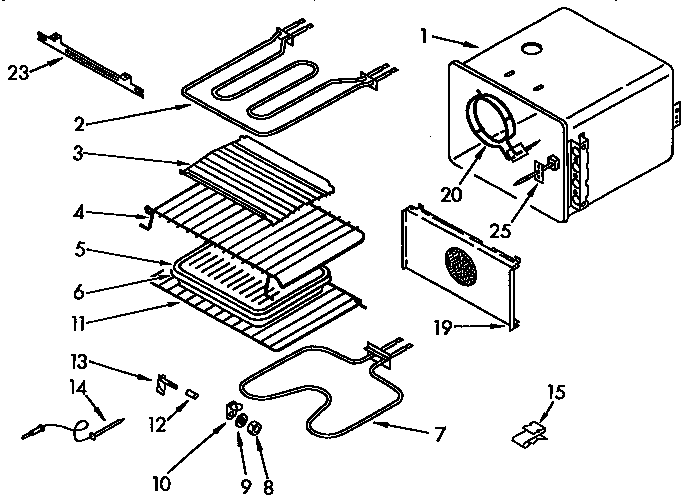 KitchenAid KEBS207YBL0 internal oven diagram