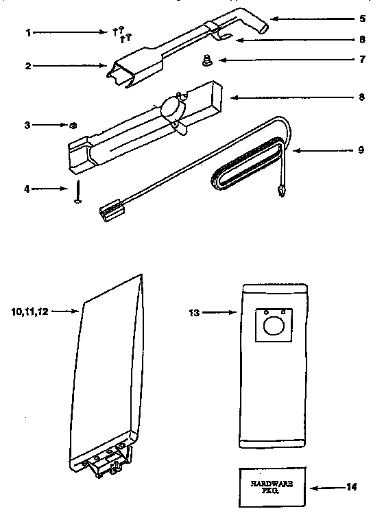 Eureka 9334D/DT handle and bag housing diagram