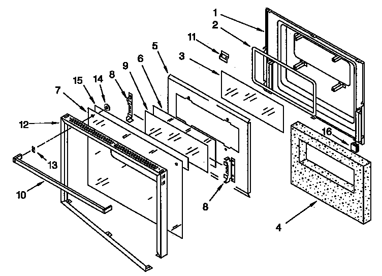 KitchenAid KEBS277YBL3 upper and lower oven door diagram