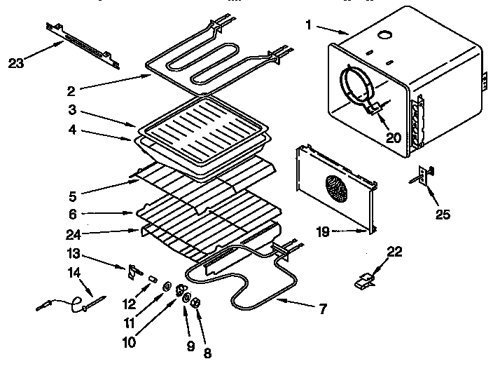 KitchenAid KEBS277YBL3 internal oven diagram