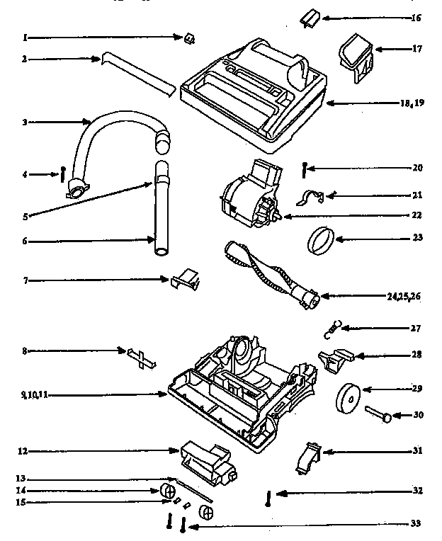 Eureka 9834BT nozzle and motor assembly diagram