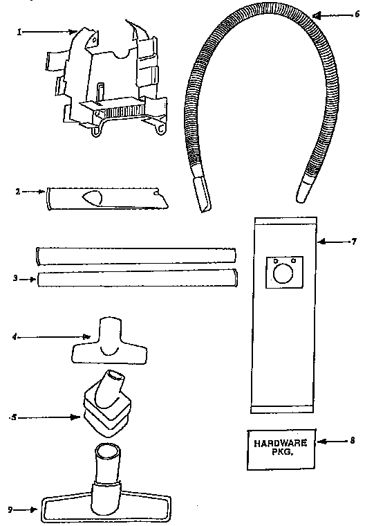 Eureka 9734BTH attachment parts diagram