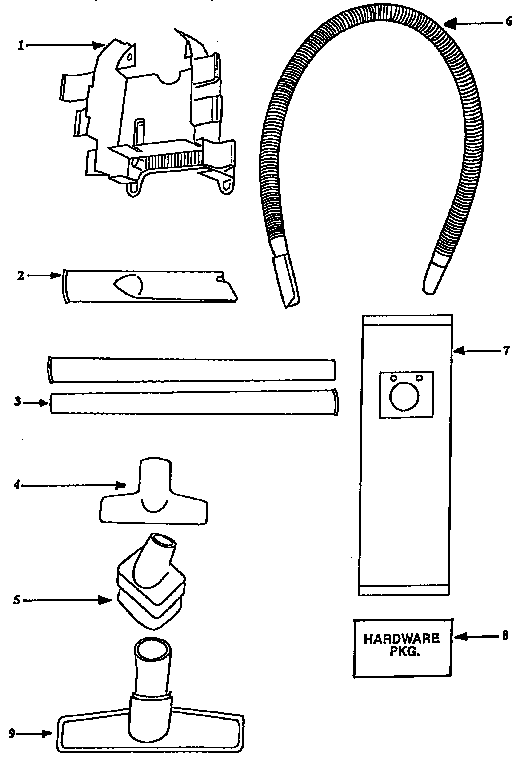 Eureka 9733A/AT attachment parts diagram