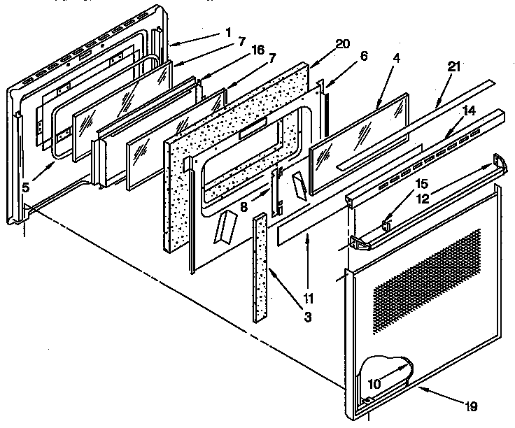 KitchenAid KEBS208ABL0 upper and lower oven door diagram