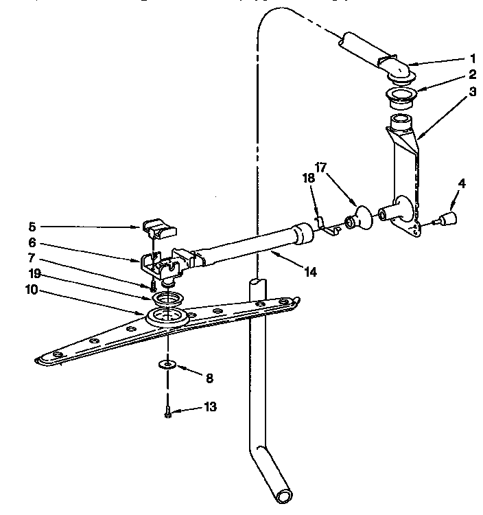 KitchenAid KUDH230B0 upper wash and rinse diagram