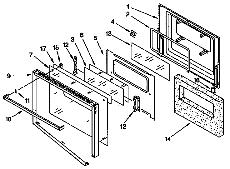 KitchenAid KEBI171YBL3 oven door diagram