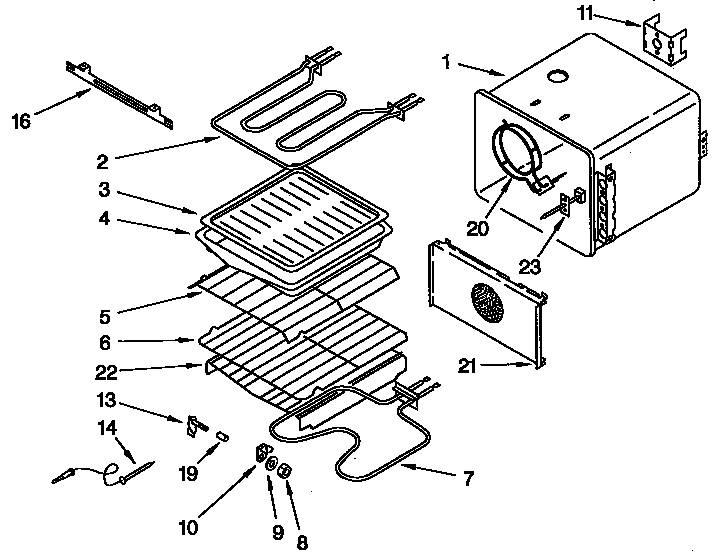 KitchenAid KEBS107YBL1 internal oven diagram