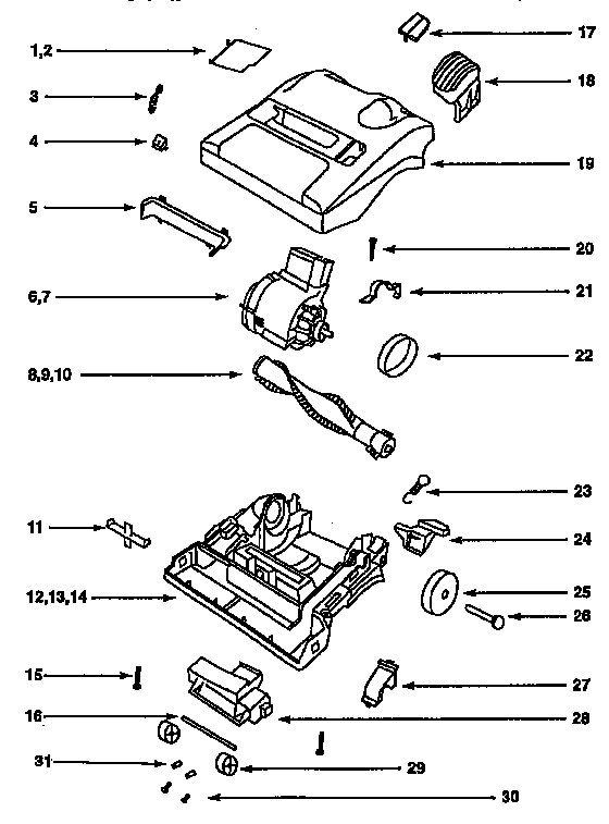 Eureka 9206AT nozzle and motor assembly diagram
