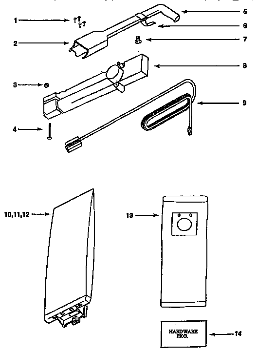 Eureka 9206AT handle and bag housing diagram