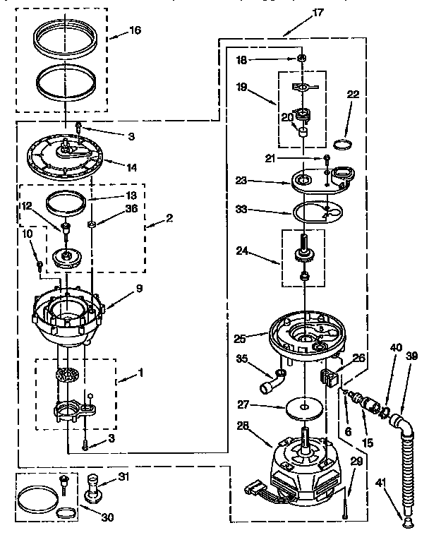 KitchenAid KUDI23HBW0 pump and motor diagram