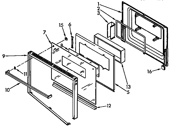 KitchenAid KEBI241YBL0 lower oven door diagram