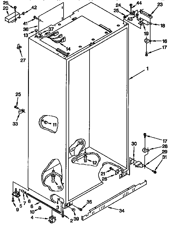 KitchenAid KSSS36DBX00 cabinet diagram