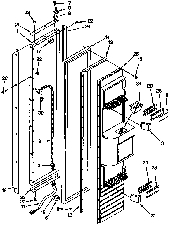 KitchenAid KSSS36DBX00 freezer door diagram