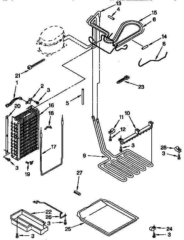 KitchenAid KSSS36DBX00 lower unit and tube diagram