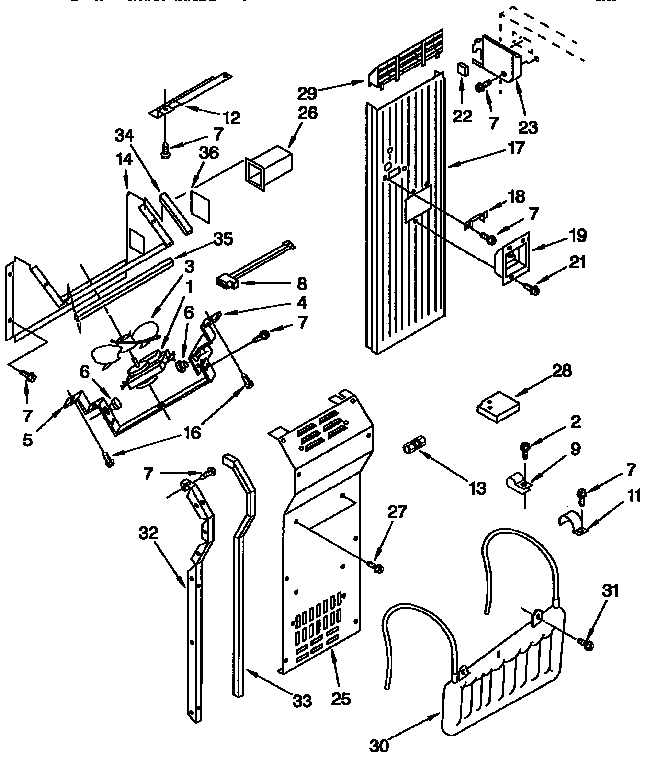 KitchenAid KSSS36DBX00 air flow and reservoir diagram