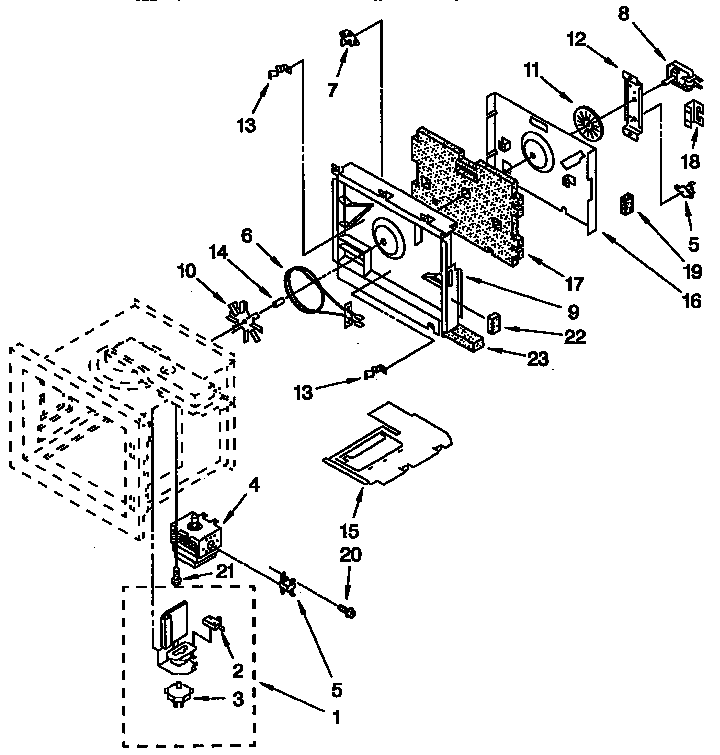 KitchenAid KEMS306XBL2 magnetron and air flow diagram