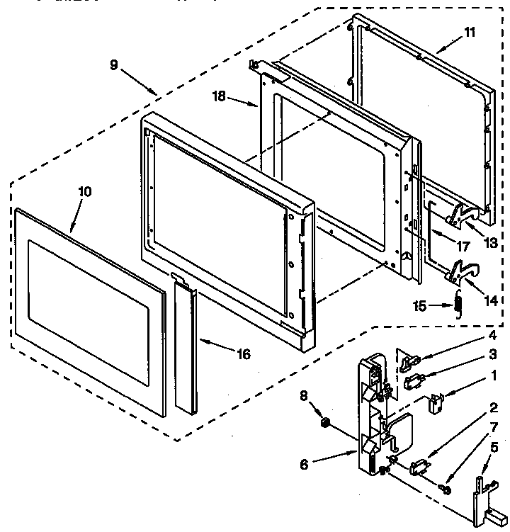 KitchenAid KEMS306XBL2 door and latch diagram