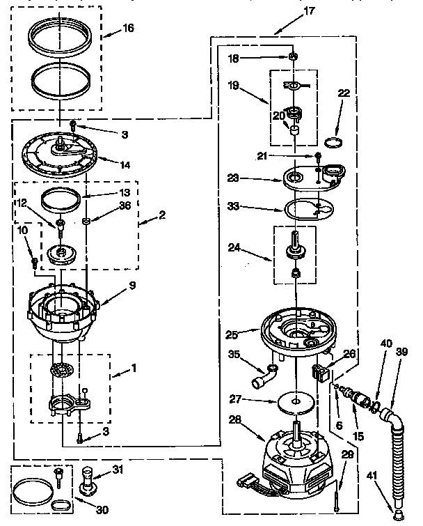 KitchenAid KUDJ230YAL2 pump and motor diagram