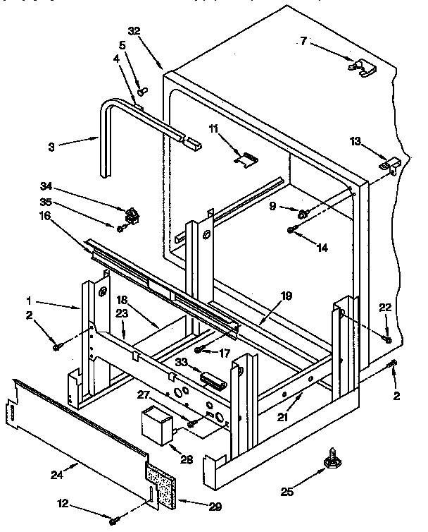 KitchenAid KUDJ230YAL2 frame and tank diagram