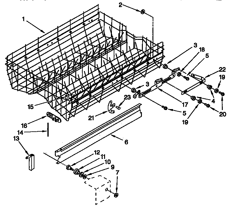 KitchenAid KUDJ230YAL2 upper rack and track diagram