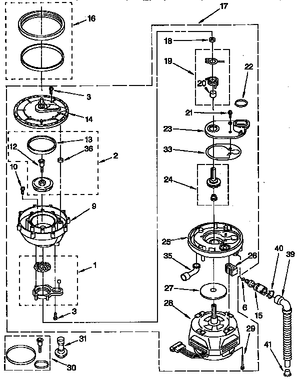 KitchenAid KUDH230Y1 pump and motor diagram