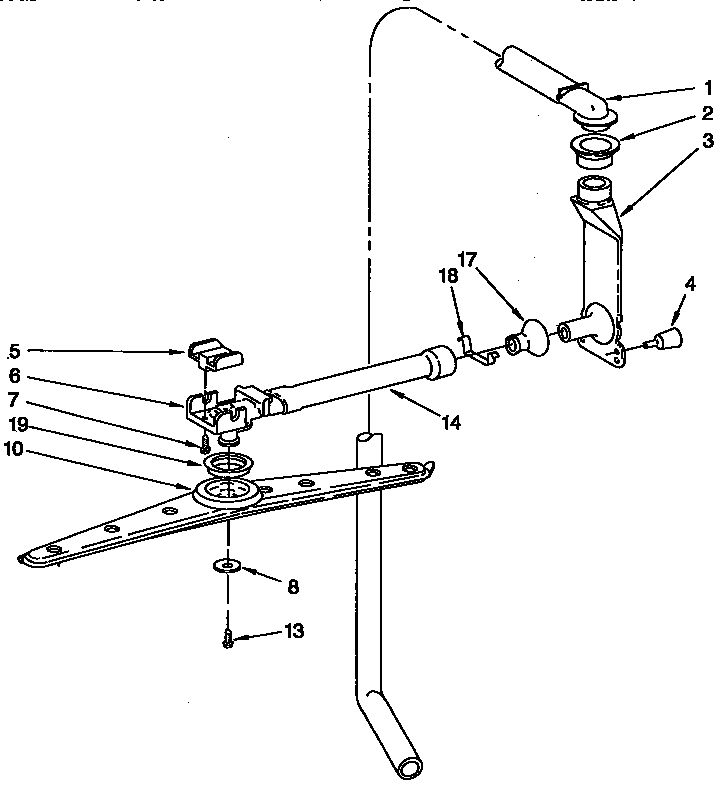 KitchenAid KUDH230Y1 upper wash and rinse diagram
