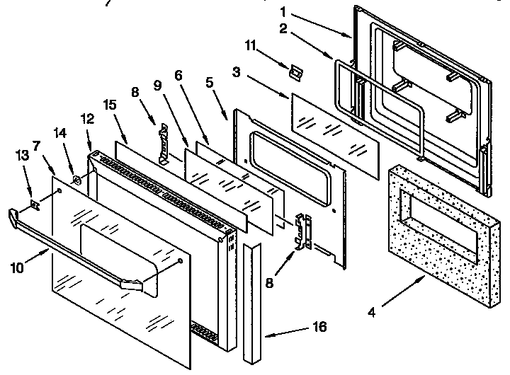 KitchenAid KEBS227BAL0 upper and lower oven door diagram
