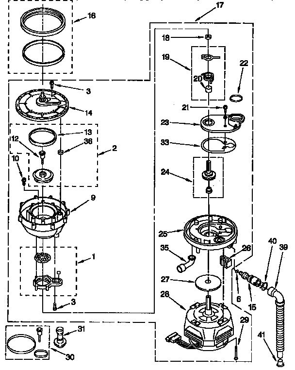 KitchenAid KUDD230YWH0 pump and motor diagram