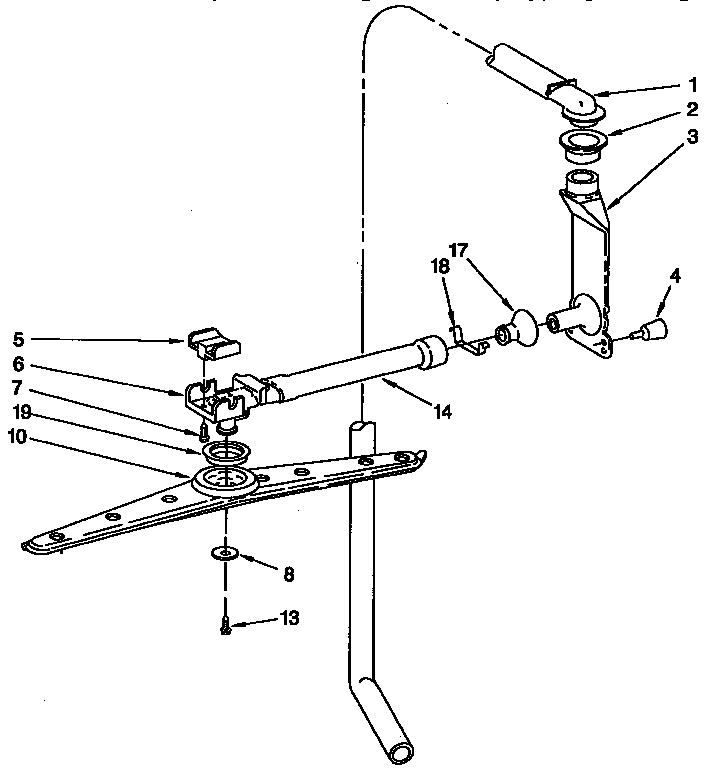 KitchenAid KUDD230YWH0 upper wash and rinse diagram